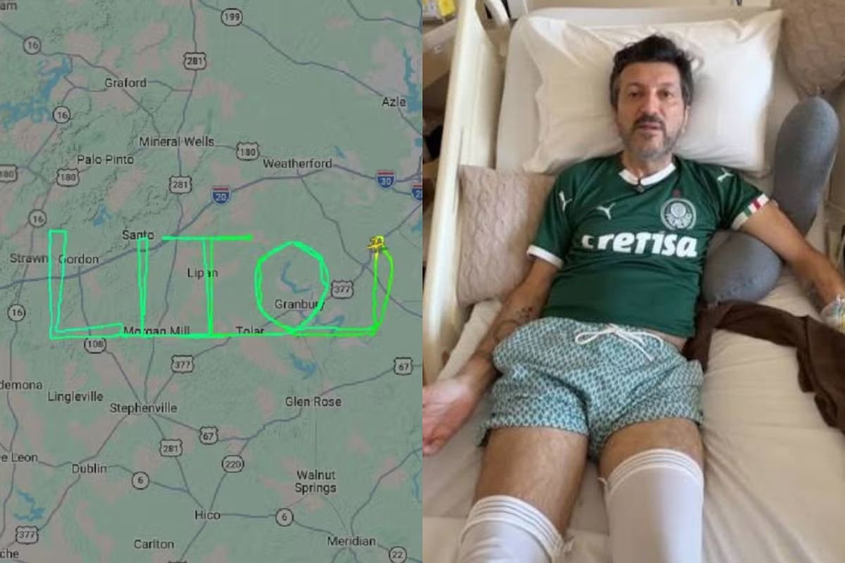 Piloto brasileiro faz homenagem a Lito Sousa com desenho no céu do Texas