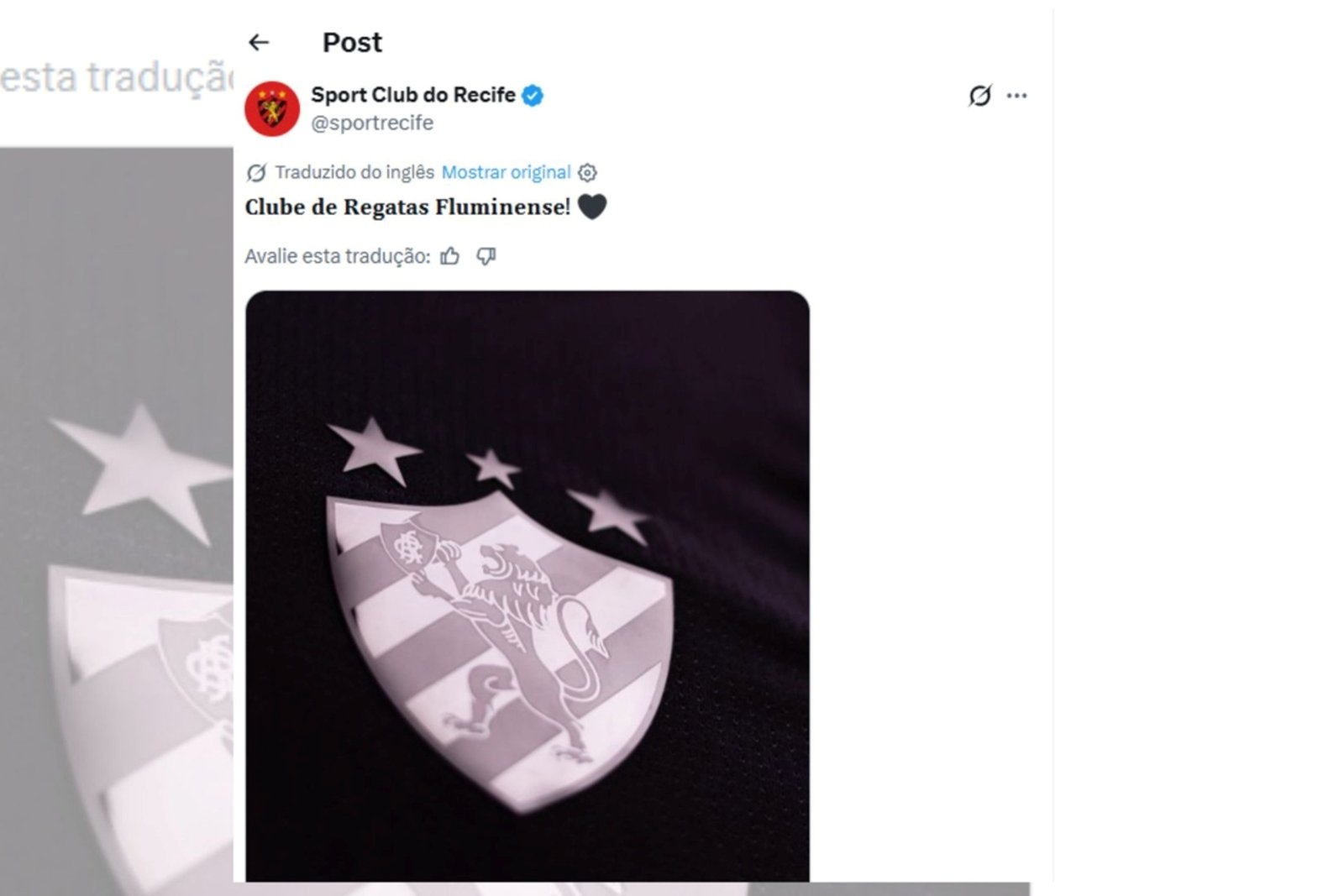 Erro de tradução gera confusão entre Sport e Fluminense nas redes sociais
